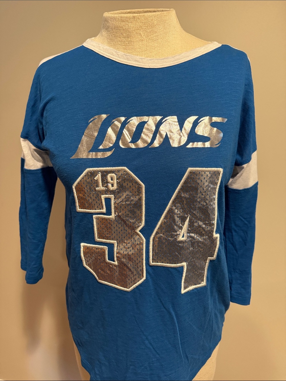 PINK Victoria's Secret Blue & White 'Lions 34' Long Sleeve Tee